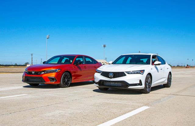 2026 Acura Integra vs Honda Civic Si Front Three-Quarter