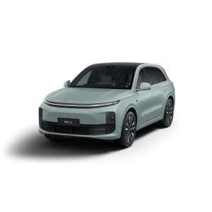 Front - three - quarter view of the light green Li L6 SUV, showcasing its sleek design.