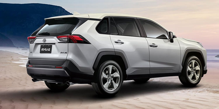2020 Toyota RAV4 parked by the sea, rear side view