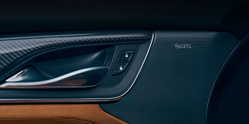 Close-Up View of the Premium AKG Speakers in a 2025 Cadillac CT5