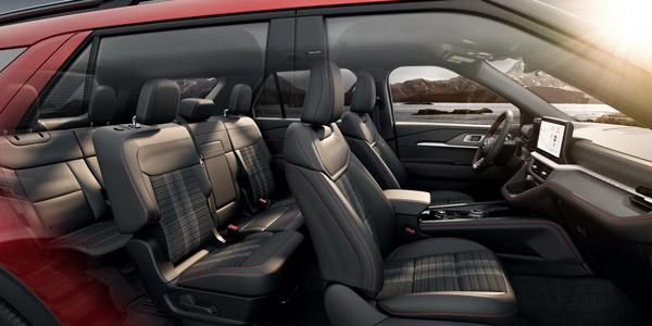 A cutaway showing the interior of a 2026 Ford Explorer ST-Line SUV