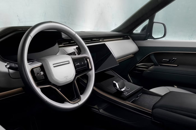 Range Rover Sport interior dashboard and infotainment system.
