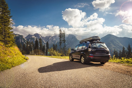 Self-driving cars driving on mountain roads