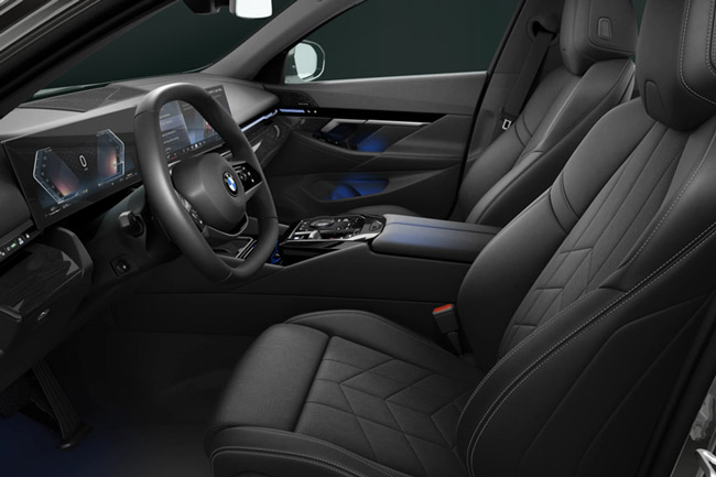 BMW 5 Series in Black Perforated and Quilted Veganza