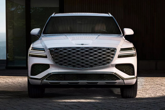 Front view of Uyuni White 2026 Genesis GV80 SUV