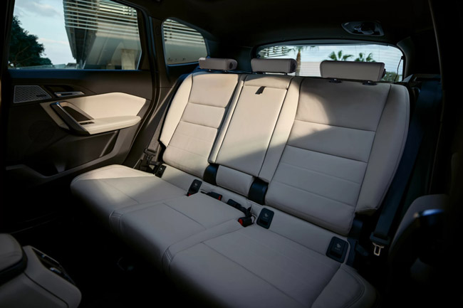 Interior shot of the 2026 BMW X1's soft-touch Veganza seats