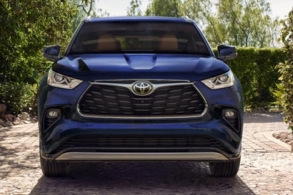 Toyota Highlander Hybrid Platinum shown in Blueprint Front Elevation
