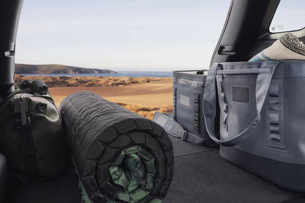 An Interior View Inside the 2026 GMC Terrain AT4 Looking Out the Open Tailgate