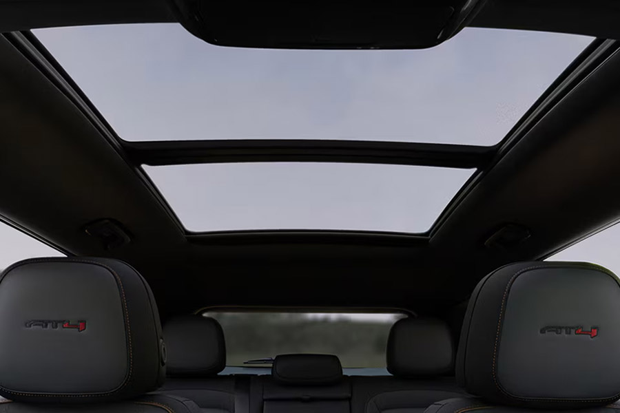 Interior View of the Panoramic Sunroof in the 2026 GMC Terrain AT4 Small Off-Road SUV