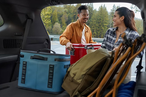 2026 Toyota Grand Highlander Hybrid MAX Platinum Rear seats folded down provide ample space