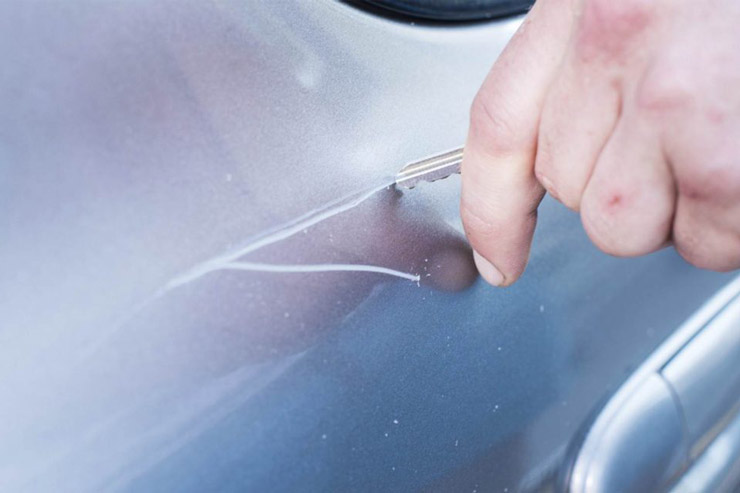 Scratches caused by keys on the car body