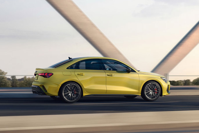 Side view of the 2026 Audi S3 in motion