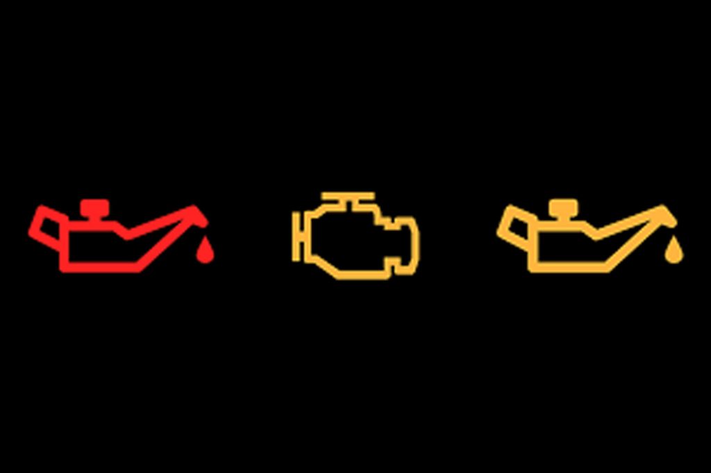 Three types of warning lights for car engine oil