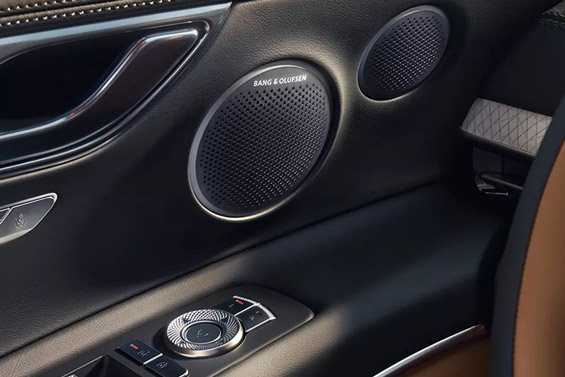 Close up of interior door panel details inside 2026 Genesis GV80