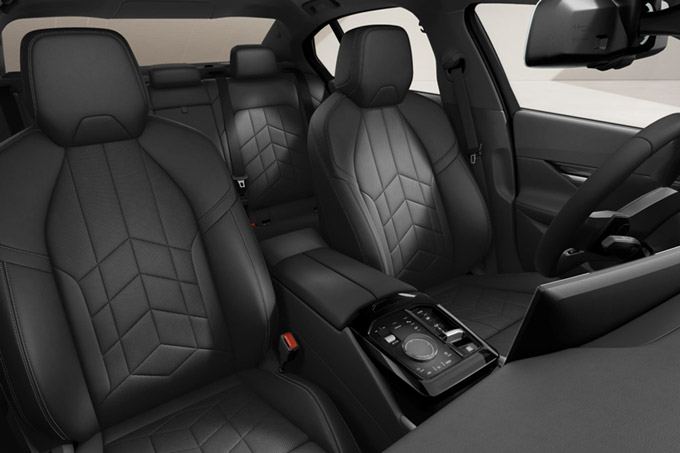 Close-up of the seats in the 2027 BMW 550e xDrive