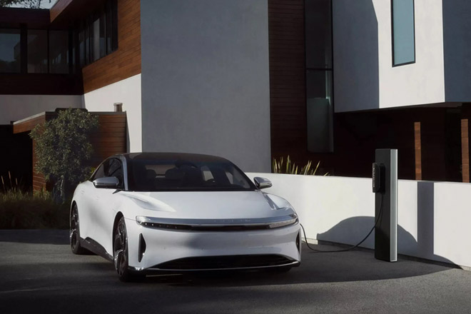 Lucid Air is charged using a home charging station