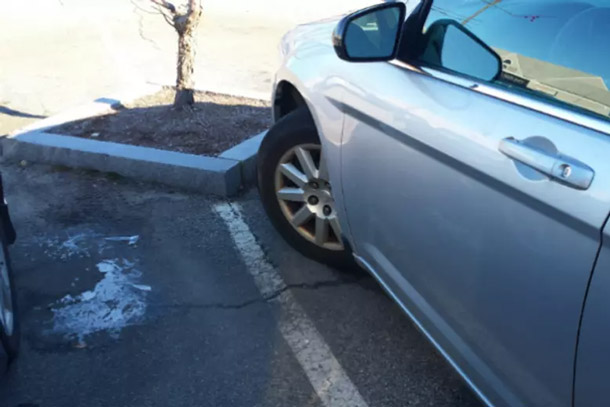 Parking wheels not straightened
