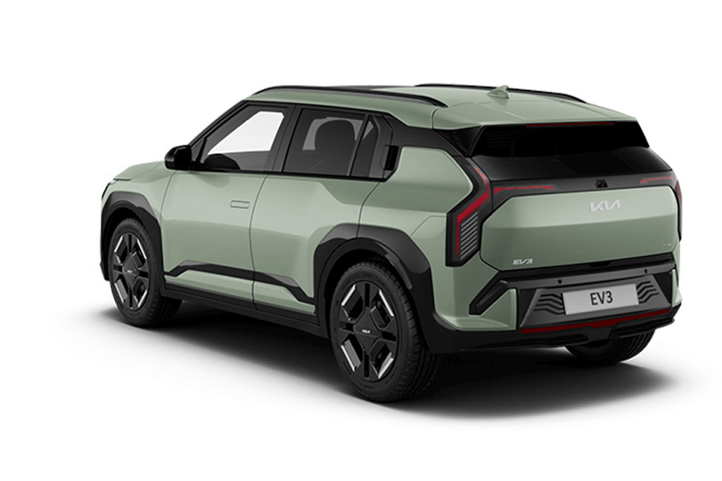 Rear three-quarter view of the 2026 Kia EV3