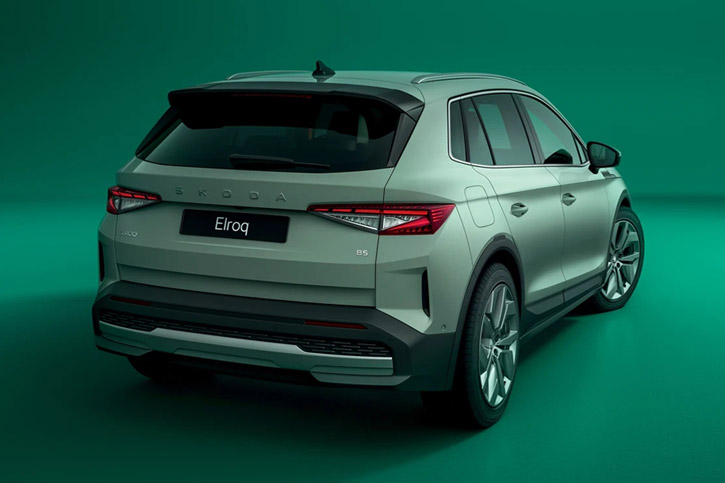 Rear three-quarter view of the 2026 Skoda Elroq