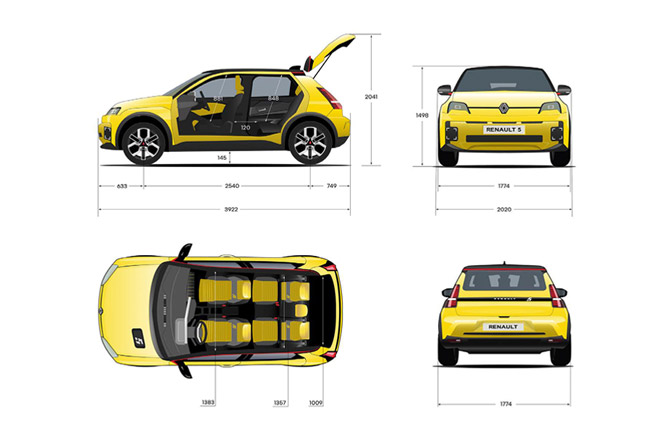 Renault 5 Electric Dimensions and Volume Specifications