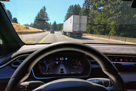 Driver's view when lane keeping assist is activated