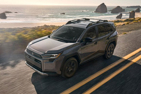 Three-quarter view of the front side of the 2026 Toyota RAV4