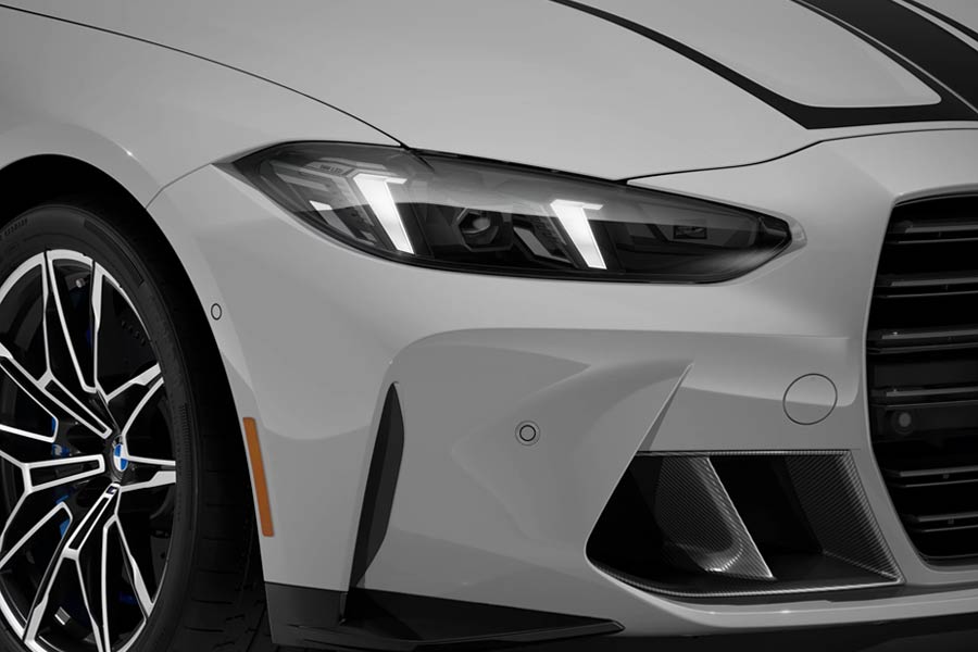 Close-up of the headlights of the 2027 BMW M4 Coupe
