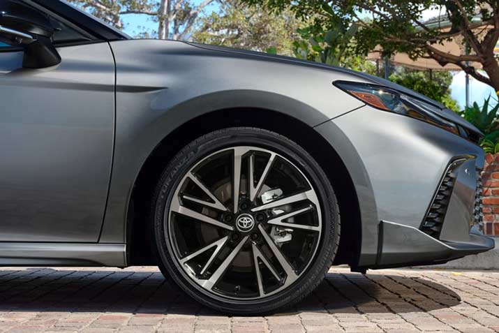 Close-up of the wheels on the 2026 Toyota Camry XSE