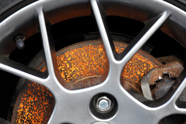 Rusted car brake disc